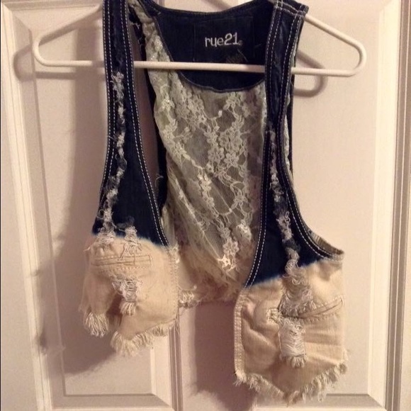 Ripped jean vest
