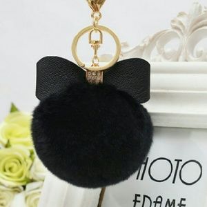 Large Pom Pom Bow Keychain