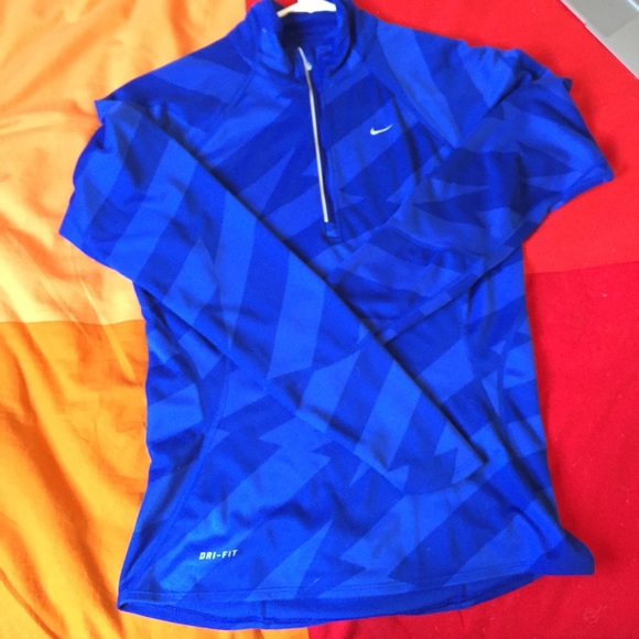 Blue Nike Long Sleeve Dri-Fit half zip sweater