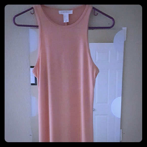 Peach bodycon midi dress