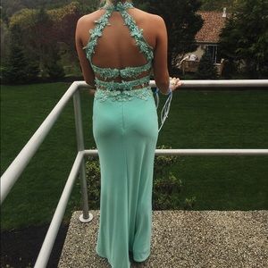 Sea foam 2 piece prom dress