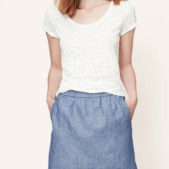 {Loft} white floral textured tee