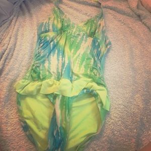 Blue and green bathing suit