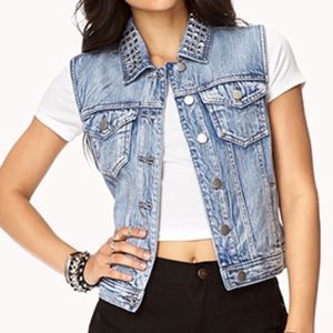 Studded Denim Vest