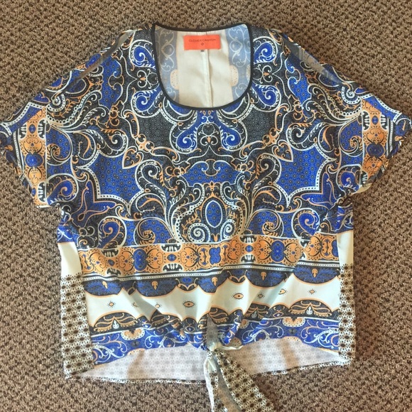 Clover Canyon Tops - Clover Canyon blue pattern blouse