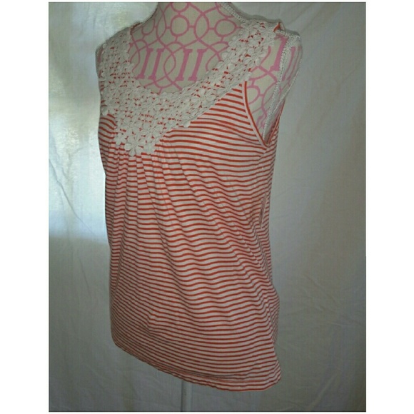 NWT KATE HILL STRIPE & LACE TOP - Picture 2 of 3
