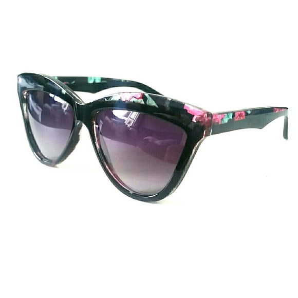 Retro-Chic Cat Eye Frames with Floral Pattern Trim - Picture 2 of 8