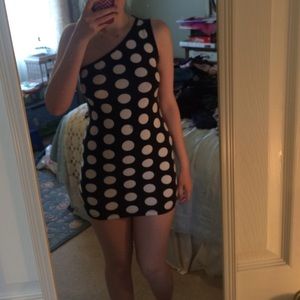 Forever 21 bodycon 1strap polkadot dress SMALL