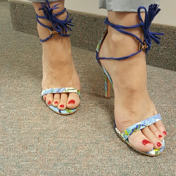 Floral strappy stiletto sandal