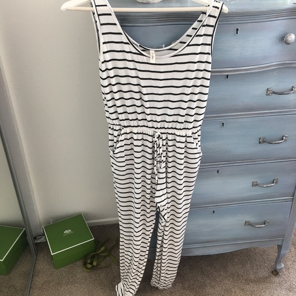 Black and white striped romper