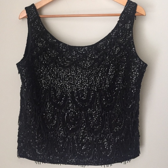 Vintage 100% wool made in Hong Kong sequin top - Picture 1 of 4