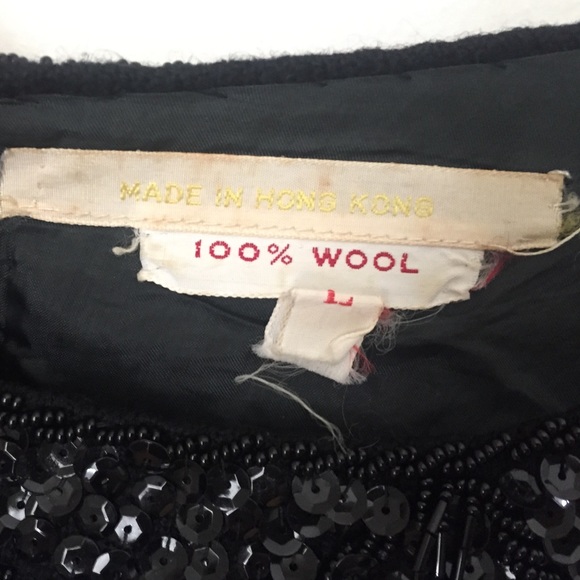Vintage 100% wool made in Hong Kong sequin top - Picture 3 of 4