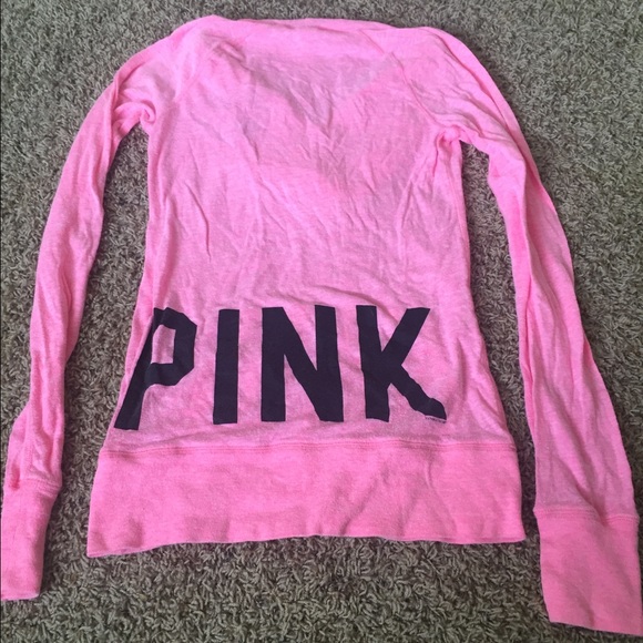 PINKbrand, pink long sleeve T with hood and pocket