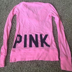 PINKbrand, pink long sleeve T with hood and pocket