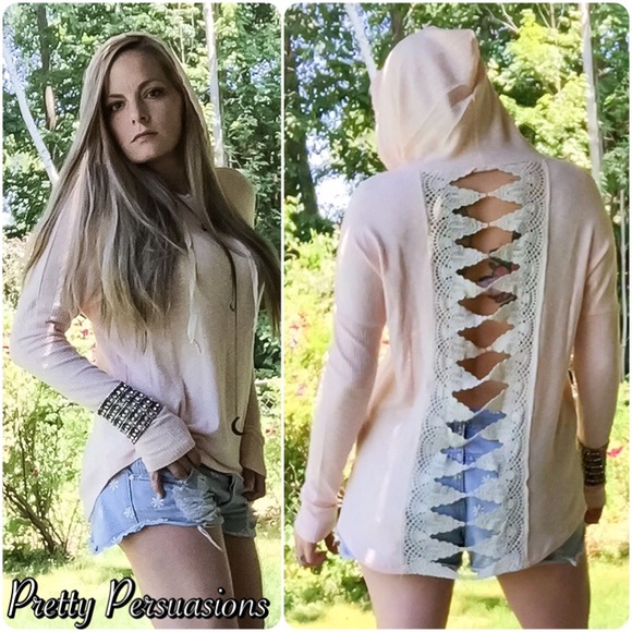 SOLD OUT Brushed Hacci Crochet Slub Hoodie - Picture 3 of 4