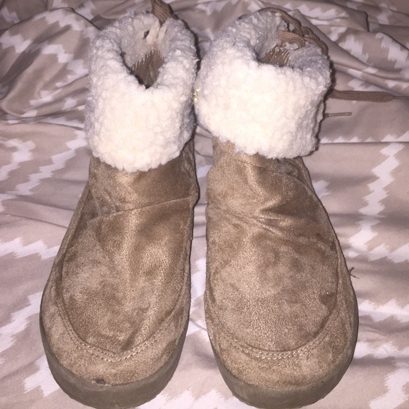 Tan lace up booties
