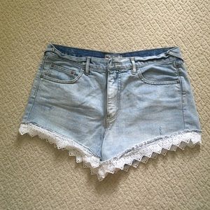 Free People denim lace shorts