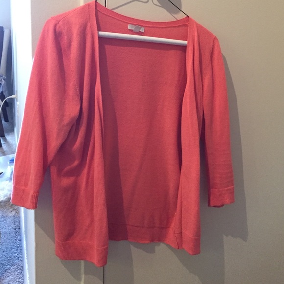BP cardigan. Salmon/coral. 3/4 length sleeves.