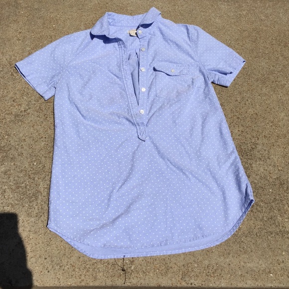 J. Crew Factory Chambray Polka Dot Button Down XS