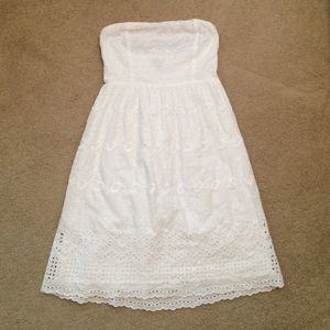 White Eyelet Strapless Dress