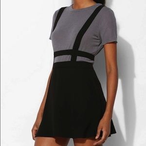 UO Sparkle & Fade Suspender Cage Overall Skirt