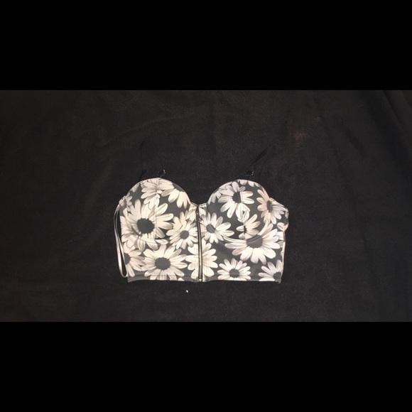 Black and white flowered corset
