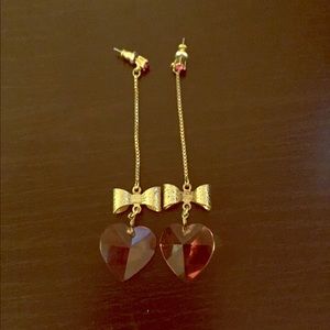 Betsy Johnson Chrystal heart earrings