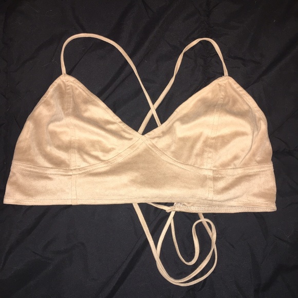 Kendall and Kylie suede nude colored crop top