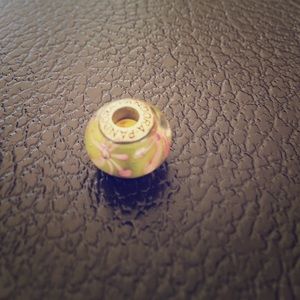 Pink Flower Green bead