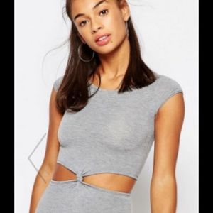 ASOS petite cut out side knot dress grey