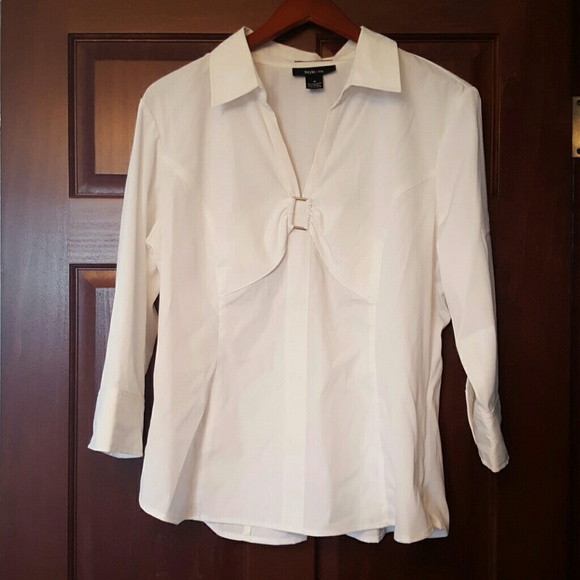Style & Co white 3/4 sleeve dress shirt