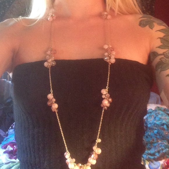 Pale pink beaded necklace