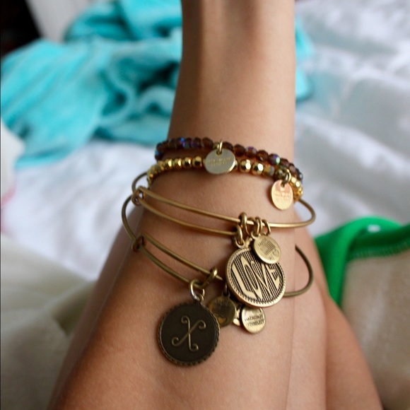 Alex & Ani Gold Open Love Charm Bangle