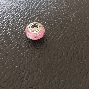 Pink Flower on Clear bead