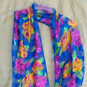 Rectangular floral silk scarf