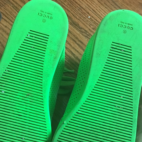 Gucci Shoes Lime Green Gucci Leather Sneakers Poshmark