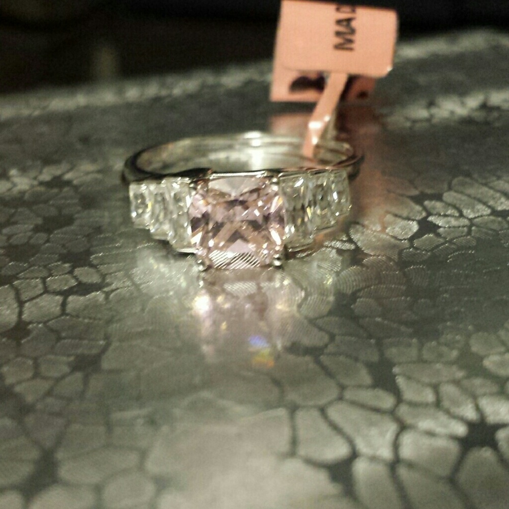 Simulated pink diamond cushion-cut