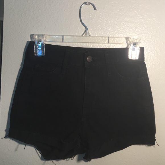 black hollister cut off high waisted shorts