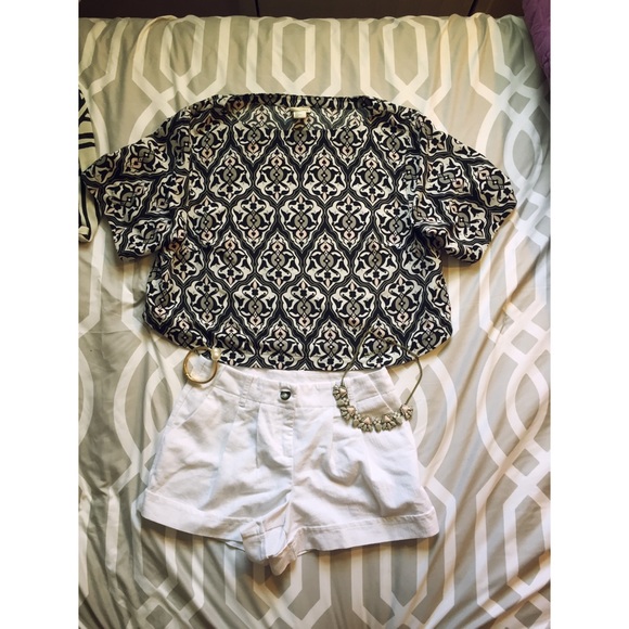 White linen shorts