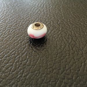 Pink Swirl on White bead