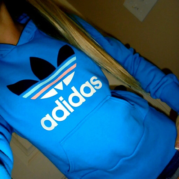 Adidas teal blue hoodie sweatshirt M fits small