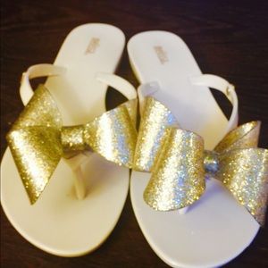 Melissa Gold Bow Sandals/Flip Flops