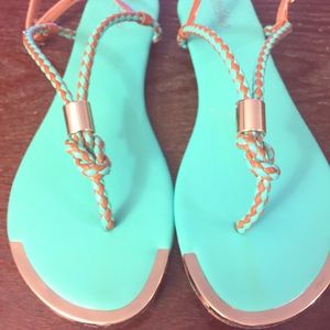 Mossimo (Target) Turquoise, Brown & Gold Sandal