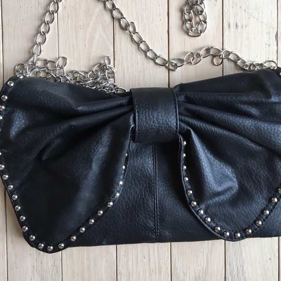 💕🎉2x HP🎉💕 Soft Black Bow Clutch Style Bag - Picture 2 of 3