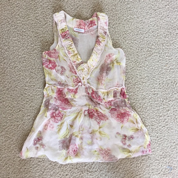 Floral Blouse with Lace Trim
