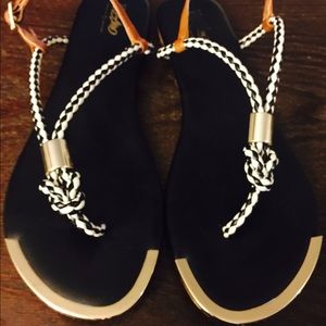 Mossimo (Target) Black, White, and Gold Sandals