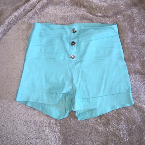 Aqua blue high waisted shorts