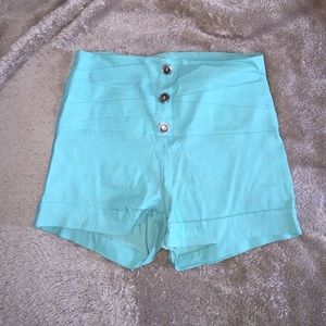 Aqua blue high waisted shorts