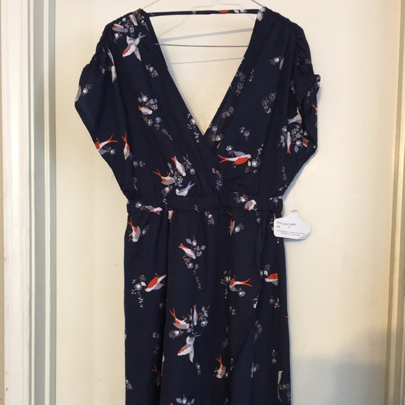 Birds Faux Wrap Dress NEW