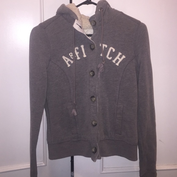 A&F Grey Fleece button up jacket/sweater